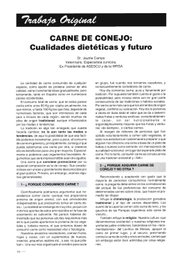 CARNE DE CONEJO: Cualidades dietéticas y futuro