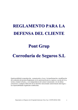 Reglamento para la Defensa del Cliente PontGrup