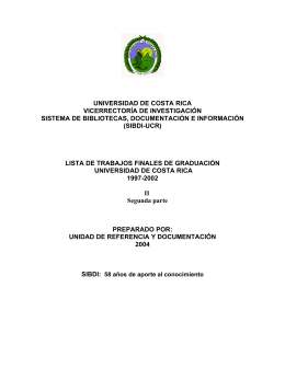 tabla de contenidos - Biblioteca de la Universidad de Costa Rica