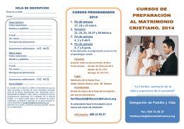 CURSOS DE PREPARACIÓN AL MATRIMONIO CRISTIANO. 2014