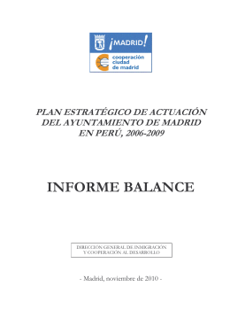 Balance del Plan Estratégico de Actuación en Perú 2006-2009