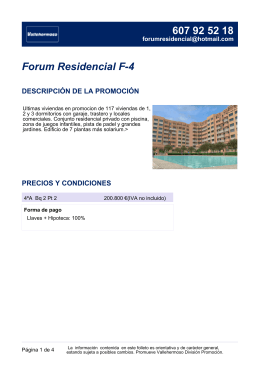 Forum Residencial F-4 DESCRIPCIÓN DE LA PROMOCIÓN