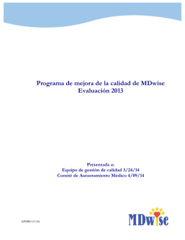 Programa de mejora de la calidad de MDwise Evaluación 2013