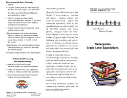 Kindergarten Grade Level Expectations - Prairie