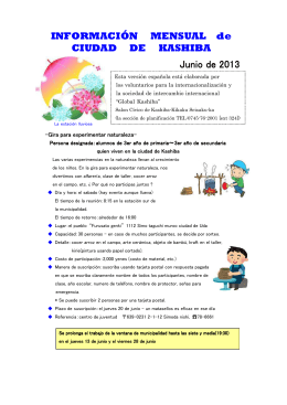INFORMACIÓN MENSUAL de CIUDAD DE KASHIBA Junio de 2013