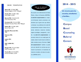 Campus Based Counseling Referral Centers 2014 - 2015