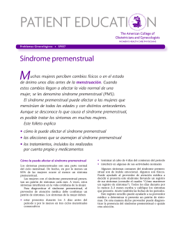 Patient Education Pamphlet, SP057, Síndrome premenstrual