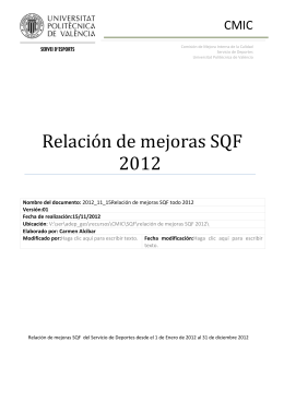 relación de mejoras SQF 2012