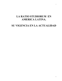 la ratio studiorum en america latina. su vigencia en la actualidad