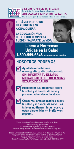 NOSOTROS PODEMOS... - Adelphi NY Statewide Breast Cancer