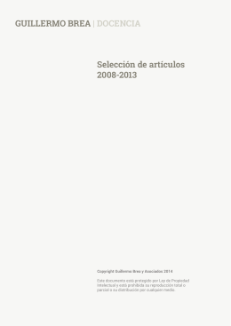 GUILLERMO BREA | DOCENCIA Selección de artículos 2008-2013