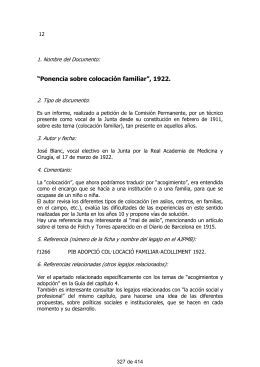 “Ponencia sobre colocación familiar”, 1922.