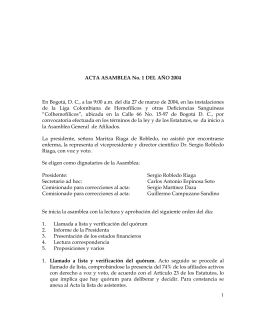 1 ACTA ASAMBLEA No. 1 DEL AÑO 2004 En Bogotá, D. C., a las 9