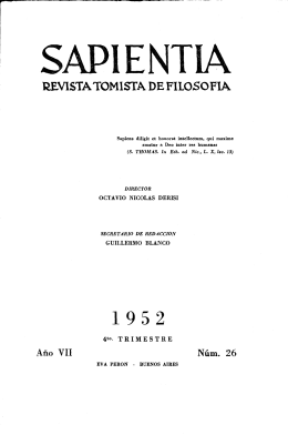 Sapientia Año VII, Nº 26, 1952 - Biblioteca Digital