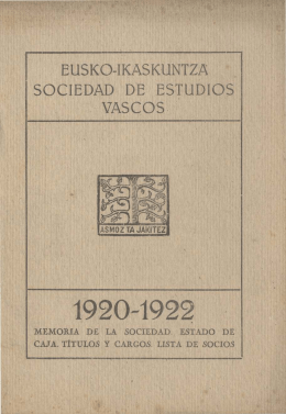 Eusko Ikaskuntza Memoria 1920-1922