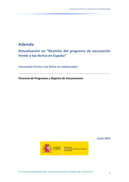 “Revisión del programa de vacunación frente a tos ferina en España”.