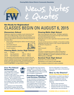 ClASSES BEgIN ON AUgUST 6, 2015