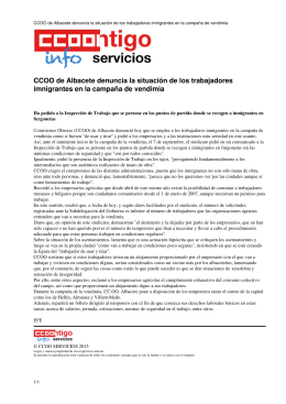CCOO de Albacete denuncia la situación de los trabajadores