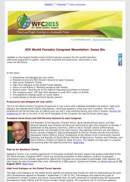 XIV World Forestry Congress Newsletter: Issue Six