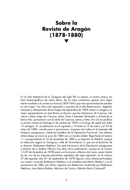 Sobre la Revista de Aragón (1878-1880)