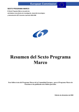 Resumen del Sexto Programa Marco - CORDIS
