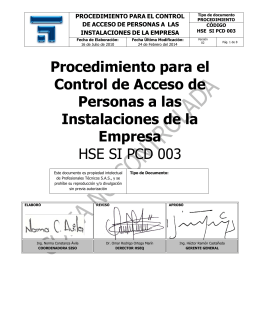 PCD CONTROL DE VISITANTES HSE SI PCD 003