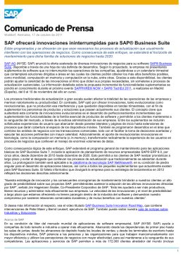 SAP ofrecerá innovaciones ininterrumpidas