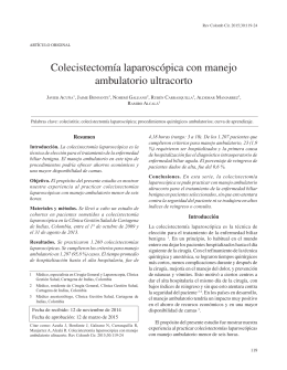 Colecistectomía laparoscópica con manejo ambulatorio ultracorto