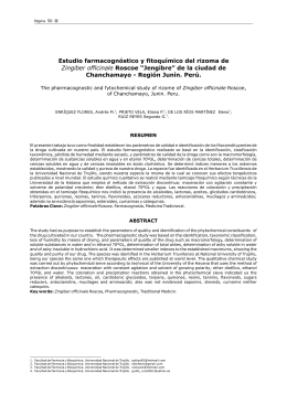 Estudio farmacognóstico fitoquímico rizoma Zingiber