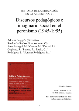 Discursos pedagógicos e imaginario social en el peronismo (1945