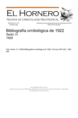 Bibliografía ornitológica de 1922 - Biblioteca Digital de la Facultad