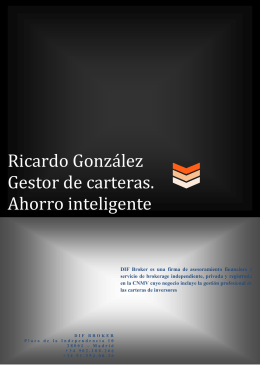 Ricardo González Gestor de carteras. Ahorro inteligente