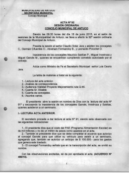 Concejo Municipal ACTA N°92 SESION ORDINARIA CONCEJO