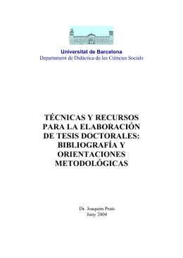 Técnicas y Recursos para la elaboración de tesis Doctorales