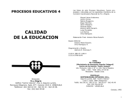 Calidad de la Educación. Colección Procesos Educativos. N° 4. FyA