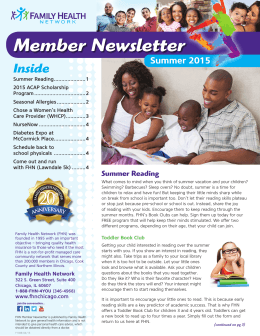 Member Newsletter Summer 2015