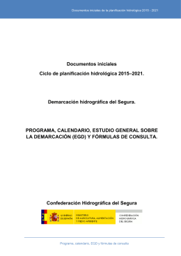 Documentos iniciales. Ciclo de planificación hidrológica 2015-2021