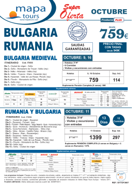 Oferta Bulgaria-Rumania Octubre desde