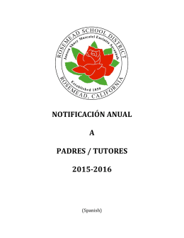 notificación anual a padres / tutores 2015-2016