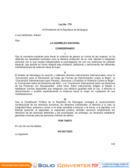 Ley 779 - Asamblea Nacional de Nicaragua