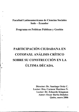 participación ciudadana en cotopaxi. analisis critico sobre su
