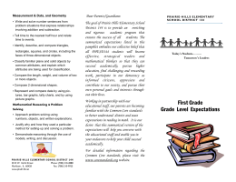 First Grade Grade Level Expectations - Prairie
