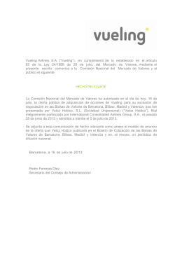 Vueling Airlines, S.A. (“Vueling”), en cumplimiento