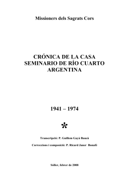 crónica de la casa seminario de río cuarto argentina 1941 – 1974