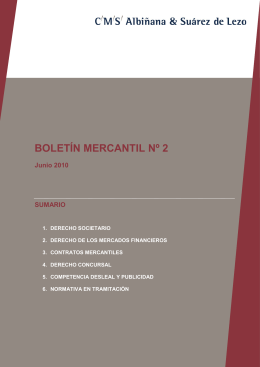 Boletín Mercantil nº 2, Junio 2010