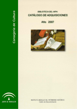 Biblioteca del IAPH – Catálogo de Adquisiciones 2007 - ir