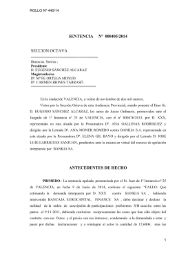 Sentencia nº 405/14 - Asociación Valenciana de Consumidores y