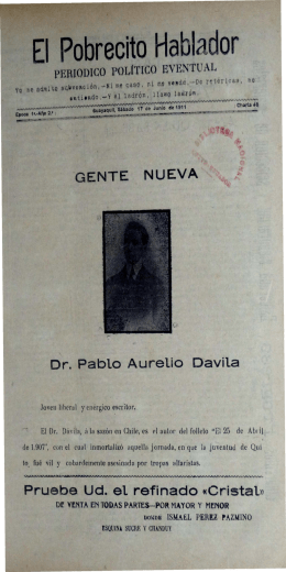 GENTE Dr. Pablo Aurelio Davila Pruebe. Ud. el refinado •Cristal»
