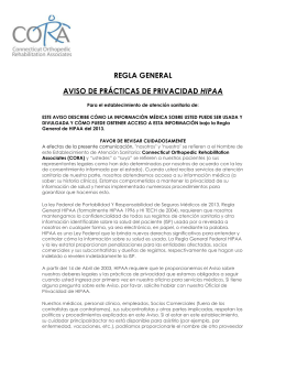 REGLA GENERAL AVISO DE PRÁCTICAS DE PRIVACIDAD HIPAA