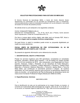 SOLICITUD PRECOTIZACIONES PARA ESTUDIO DE MERCADO